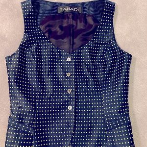 Vintage Elie Tahari Navy with Yellow Dots Tailored Vest
